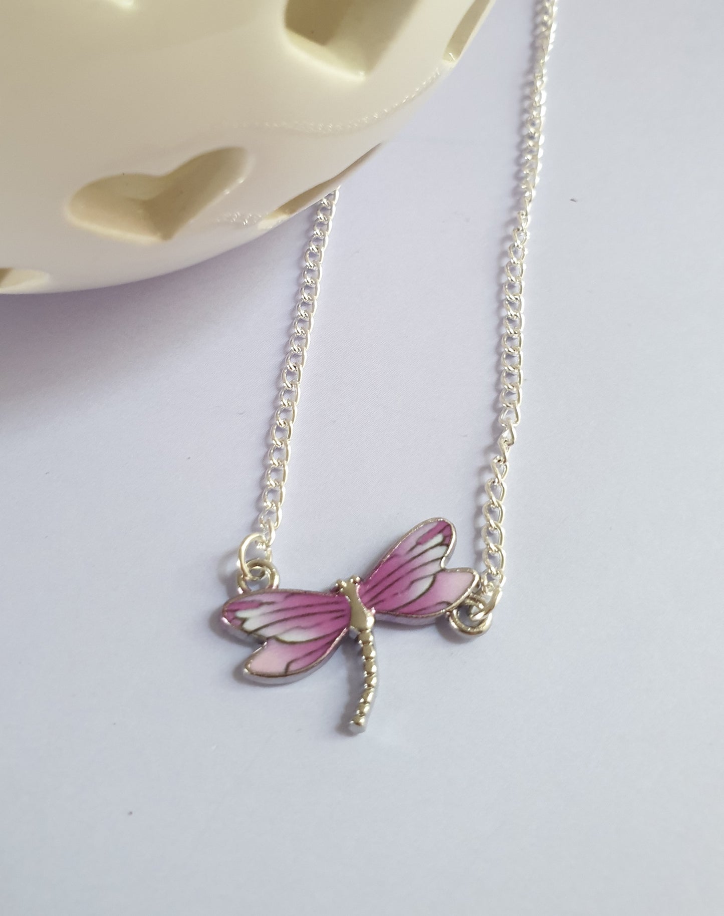 Purple Dragonfly Bib Necklace. Dainty Necklace, Pretty Necklace.