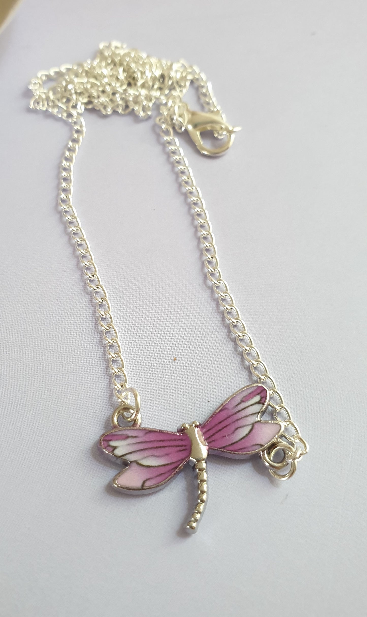 Purple Dragonfly Bib Necklace. Dainty Necklace, Pretty Necklace.