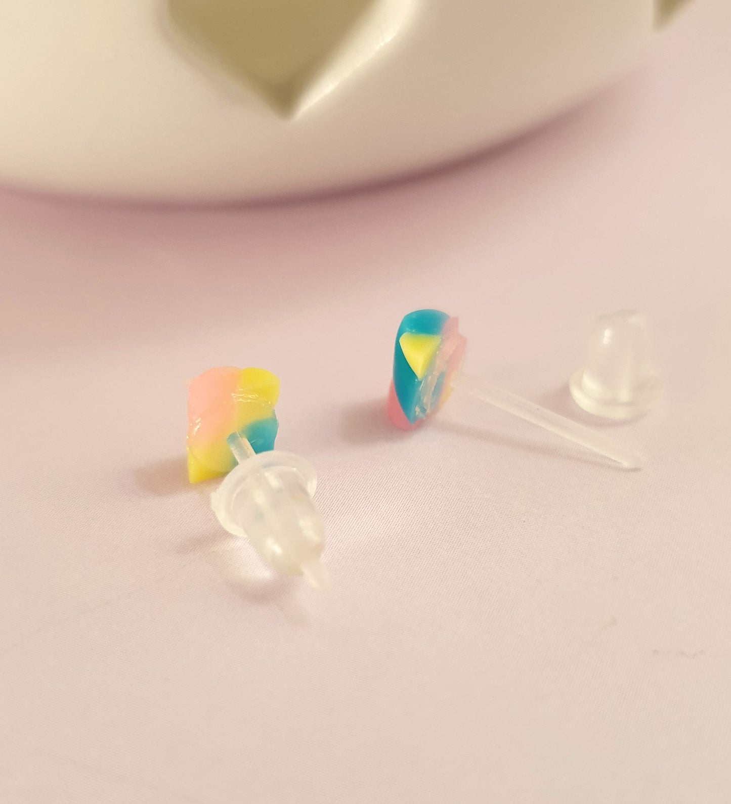 Mini Marshmallow Stud Earrings. Hypoallergenic, Allergy and Nickel Free. Candy Lover Gift, Sweet Gift, Candy Earrings, Quirky Studs