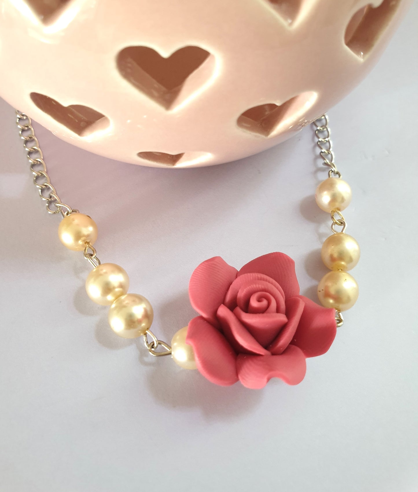 Large Dark Pink Rose Necklace and Earrings. Flower Necklace. Flower Earrings. Hypoallergenic, Nickel Free, Clip Ons