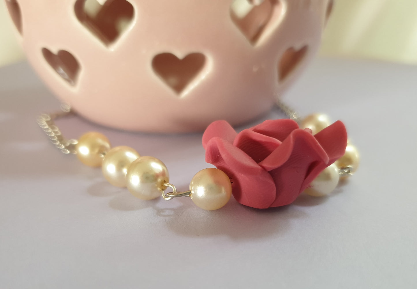 Large Dark Pink Rose Necklace and Earrings. Flower Necklace. Flower Earrings. Hypoallergenic, Nickel Free, Clip Ons