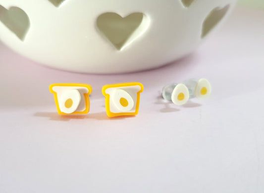 Egg on Toast Hypoallergenic Stud Earrings. Quirky Earrings. Egg Earrings. Foodie Jewellery Jewelry