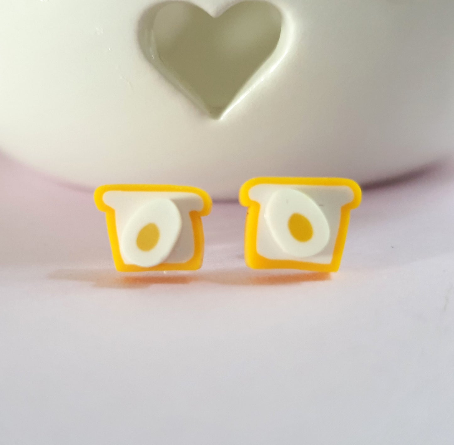 Egg on Toast Hypoallergenic Stud Earrings. Quirky Earrings. Egg Earrings. Foodie Jewellery Jewelry