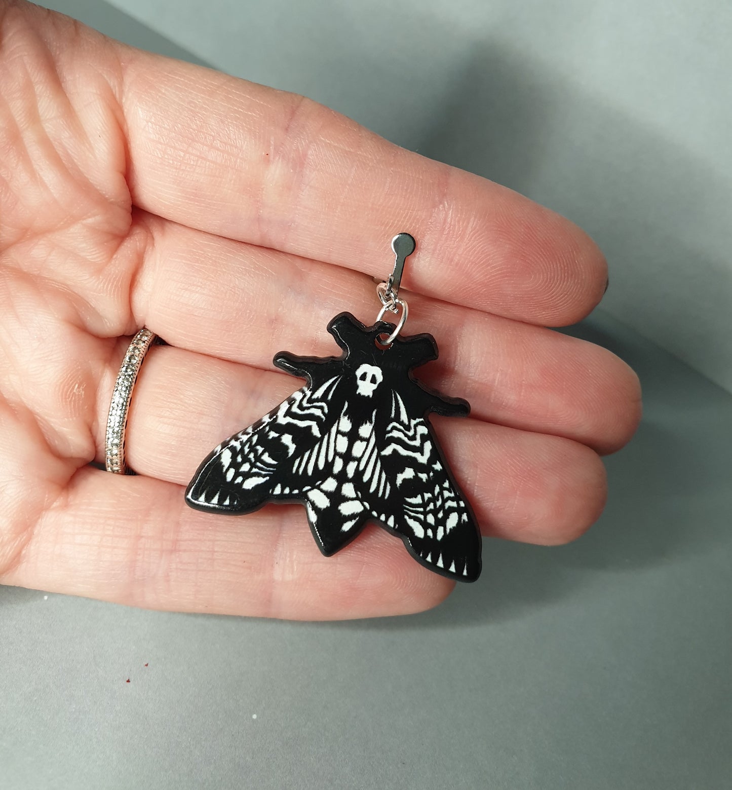 Deaths Head Hawk Moth Earrings. Spooky Halloween Earrings. Nickel Free Earrings. Clip On Earrings