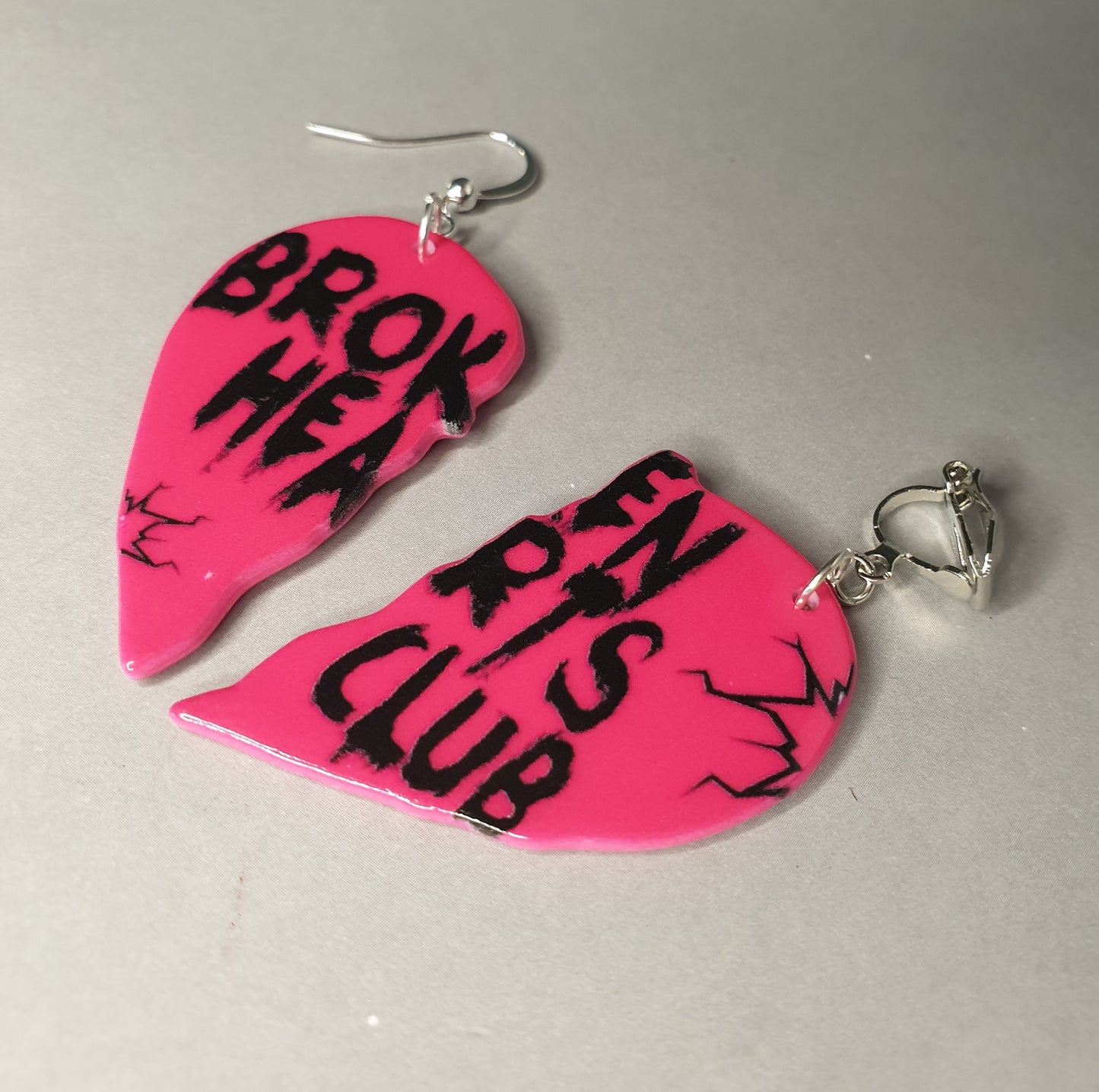 Broken Heart Club Statement Earrings. Halloween Quirky Earrings, Clip On Earrings, Nickel Free Earrings