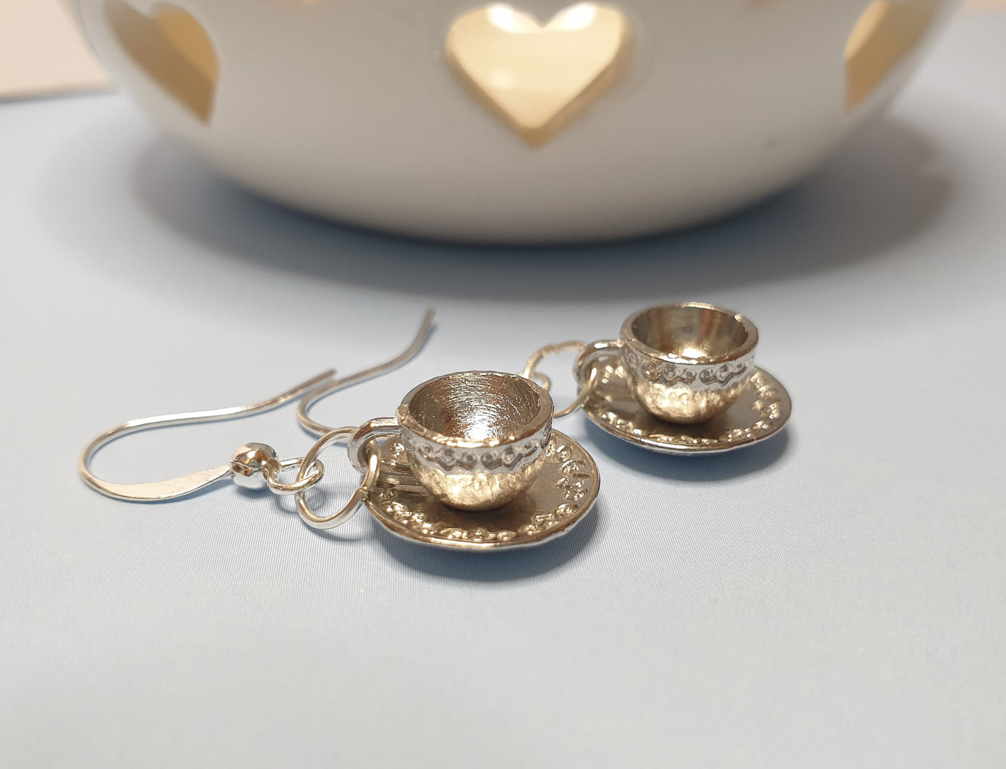 Tea For Two Necklace and Earring Set. Nickel Free Wires or Clip Ons