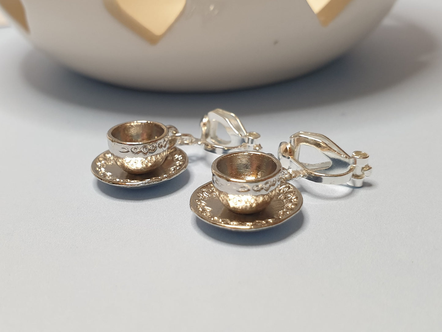 Tea For Two Necklace and Earring Set. Nickel Free Wires or Clip Ons