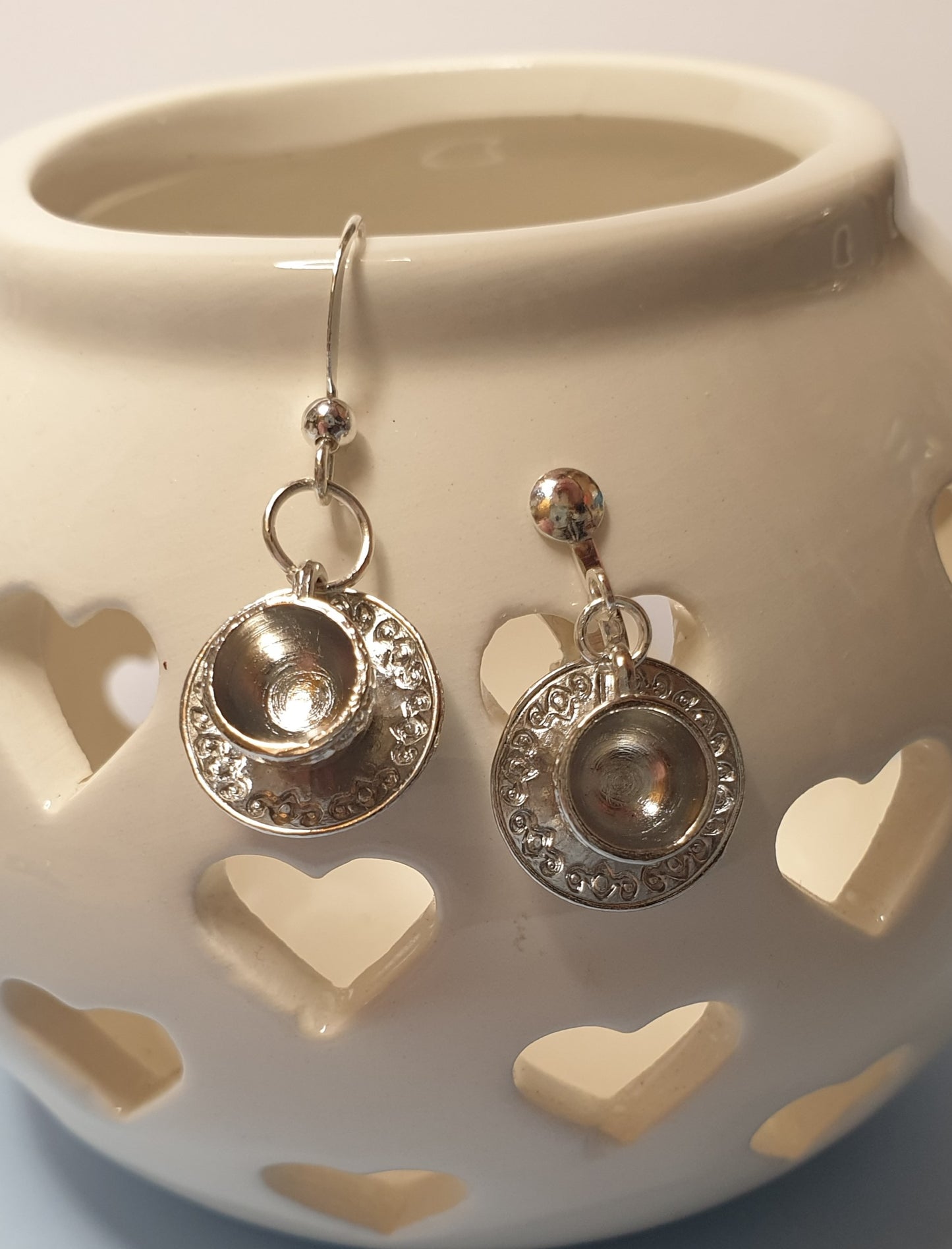 Tea For Two Necklace and Earring Set. Nickel Free Wires or Clip Ons