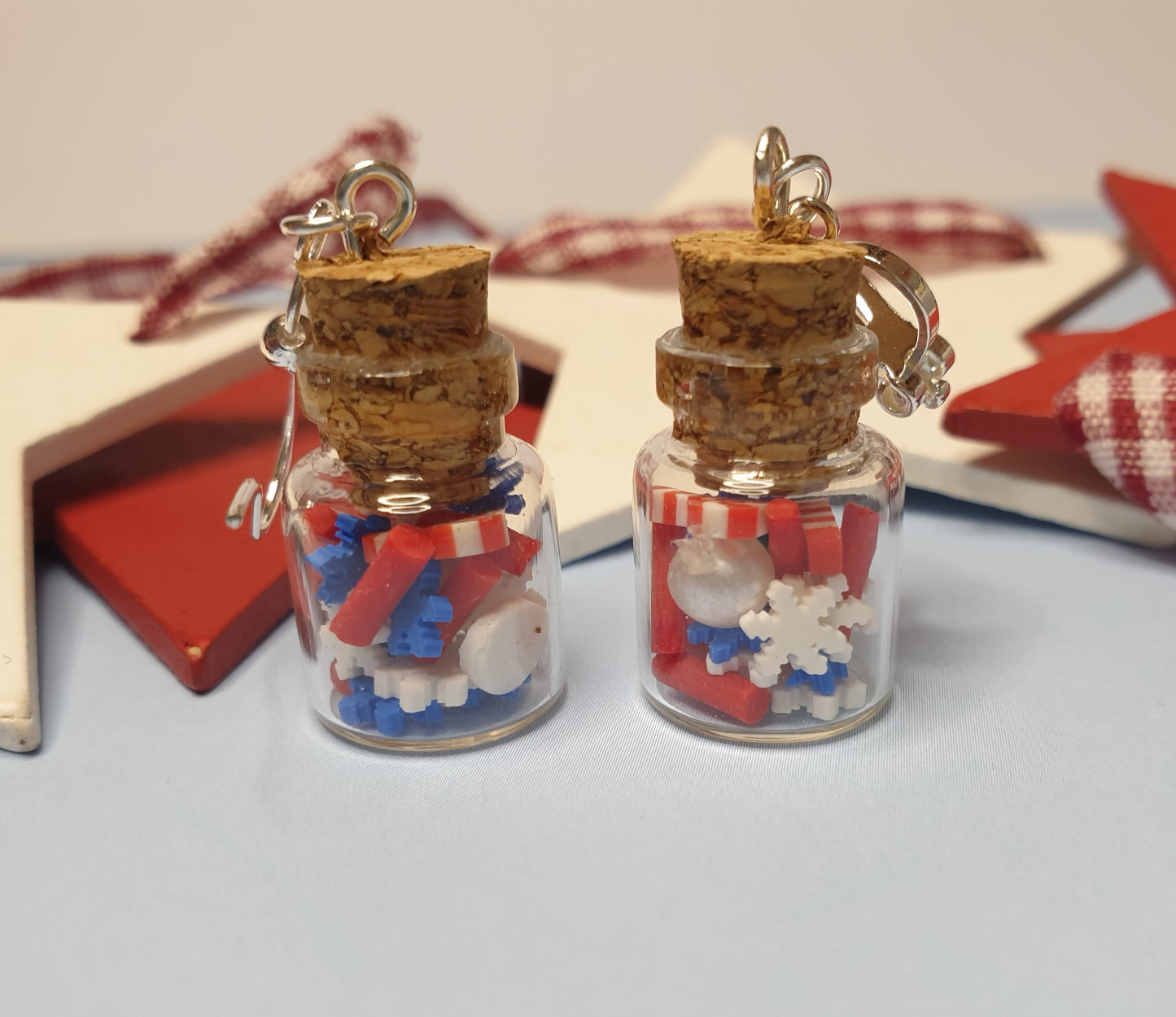 Christmas Candy Jar Earrings.  Nickel Free Wires or Clip Ons