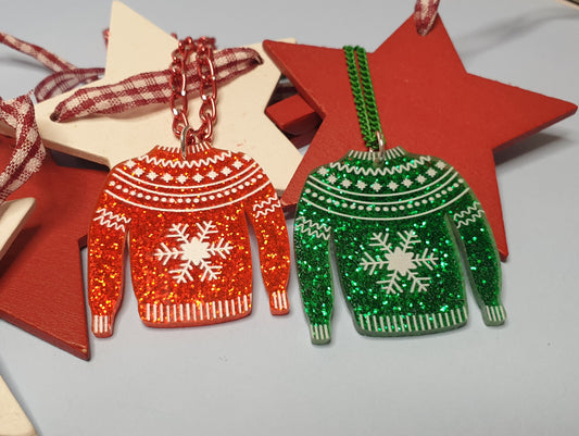 Glitter Christmas Jumper Necklace