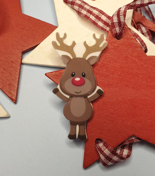 Rudolph Christmas Badge. Reindeer Brooch