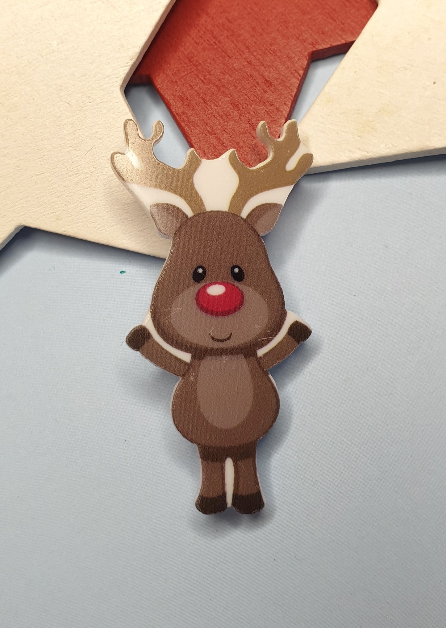 Rudolph Christmas Badge. Reindeer Brooch