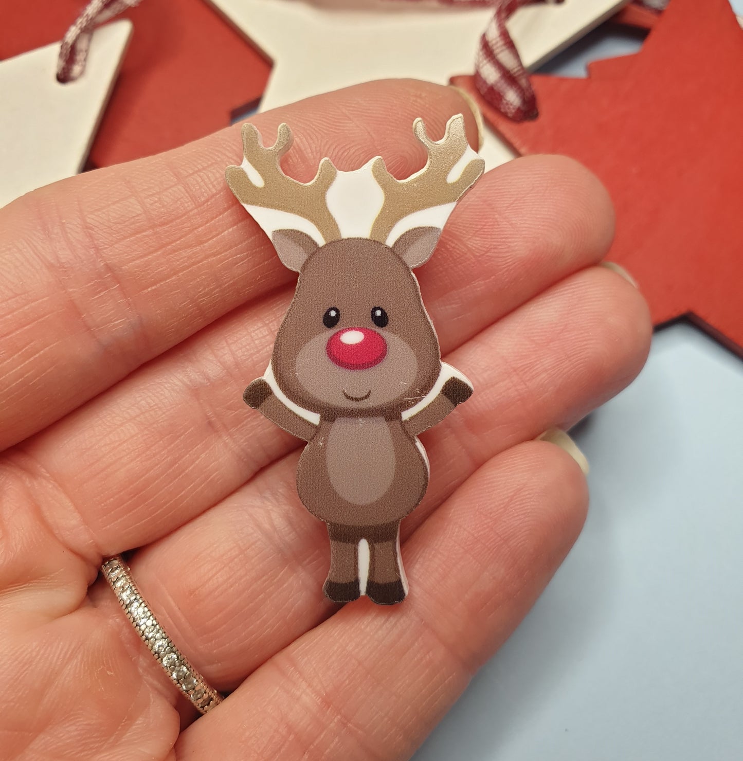 Rudolph Christmas Badge. Reindeer Brooch