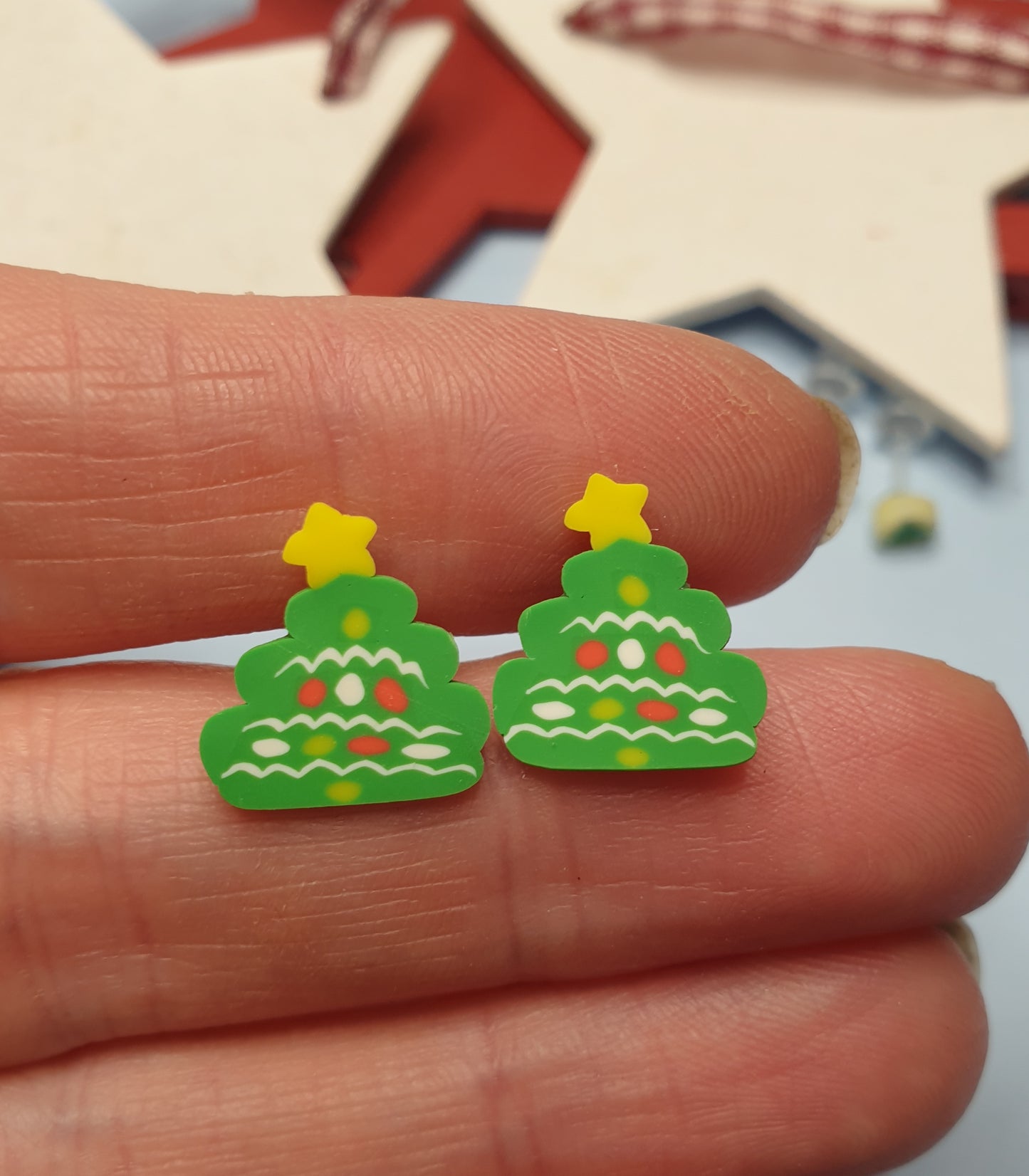 Christmas Stud Earrings. Nickel Free Posts. Christmas Tree and Penguin