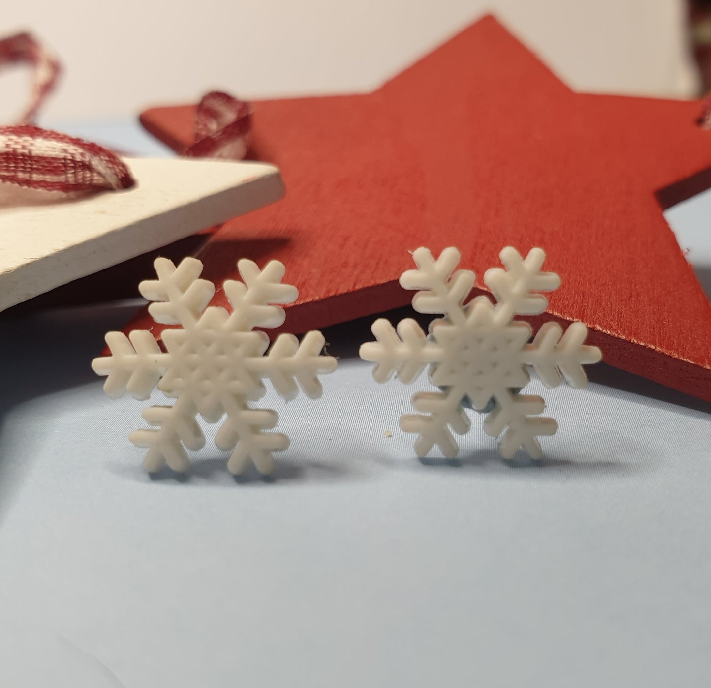 Snowflake Studs. Plastic Nickel Free Posts. Christmas Earrings