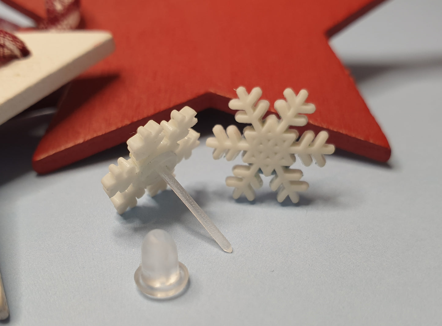 Snowflake Studs. Plastic Nickel Free Posts. Christmas Earrings