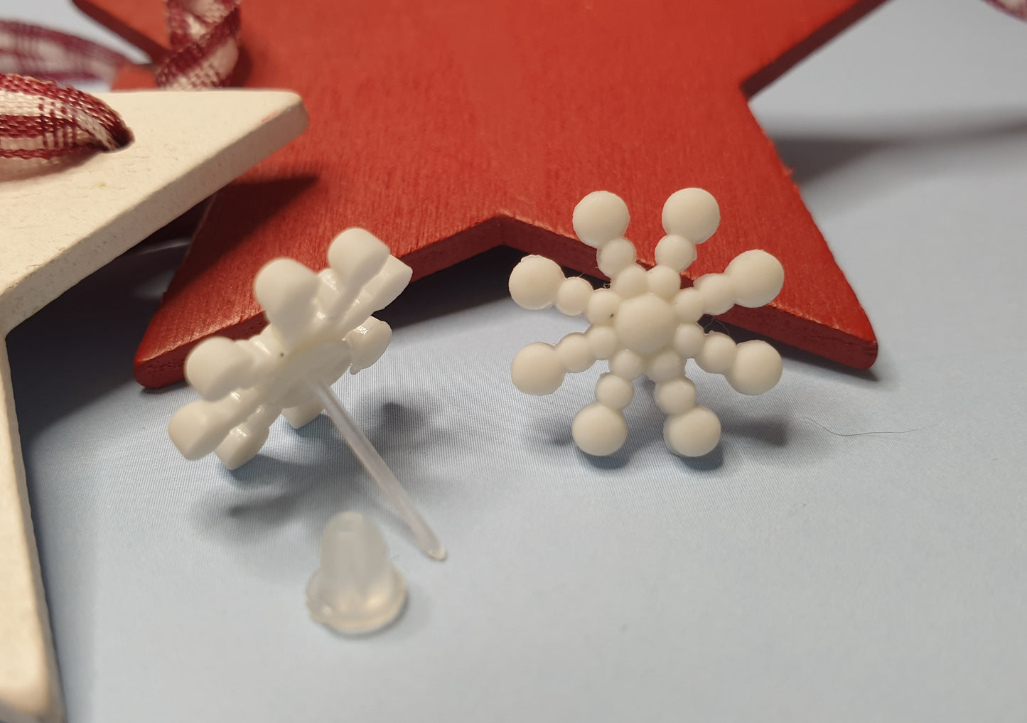 Snowflake Studs. Plastic Nickel Free Posts. Christmas Earrings