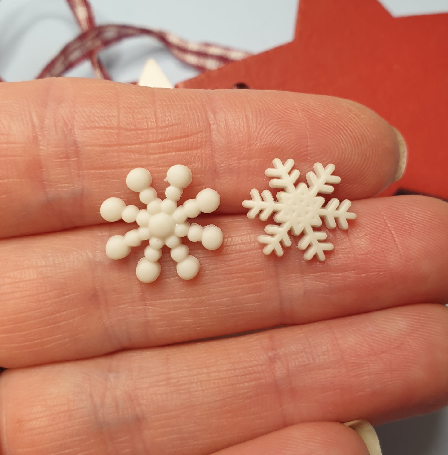 Snowflake Studs. Plastic Nickel Free Posts. Christmas Earrings