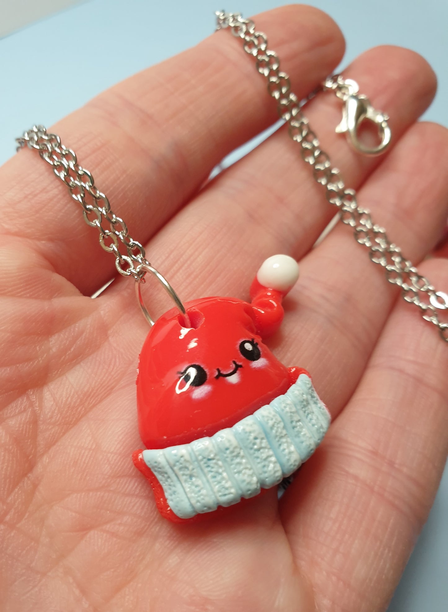 Cute Santa Hat Necklace.  Christmas Necklace