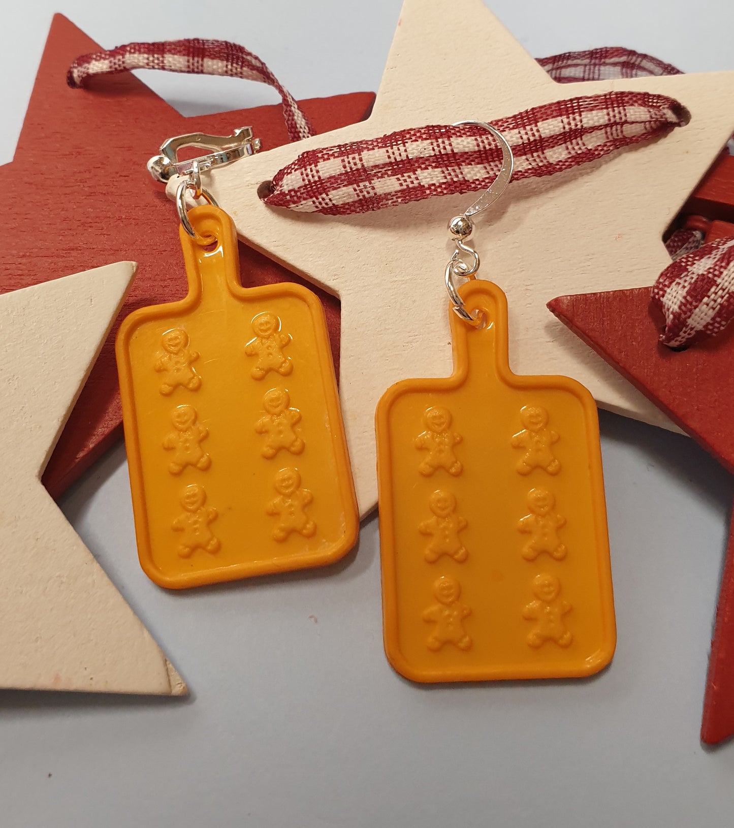 Gingerbread Man Cookie Tray Earrings. Quirky. Nickel Free Wires or Clip Ons