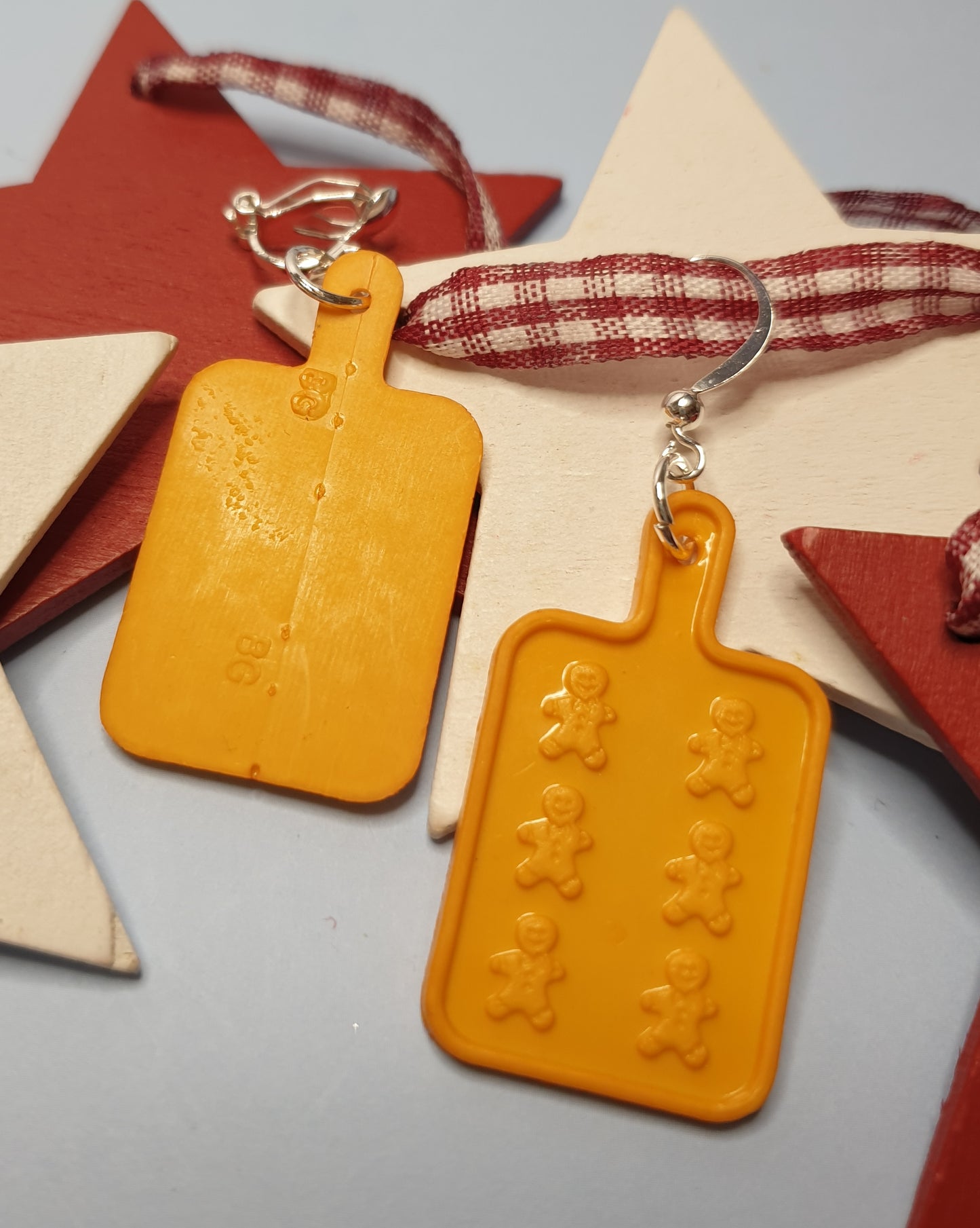 Gingerbread Man Cookie Tray Earrings. Quirky. Nickel Free Wires or Clip Ons