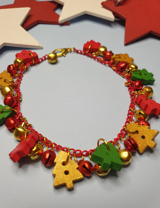 Wooden Christmas Tree Bracelet