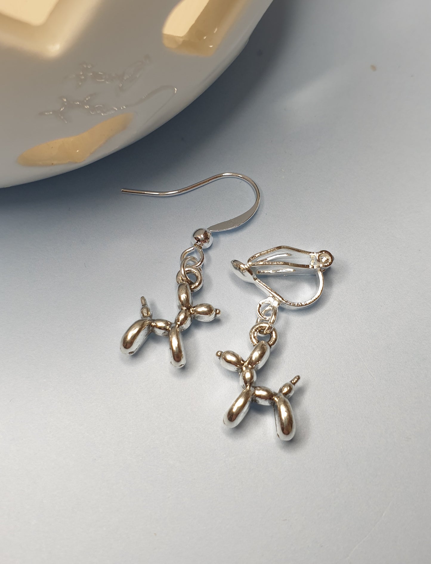 Balloon Animal Dog Earrings.  Nickel Free Wires or Clip Ons