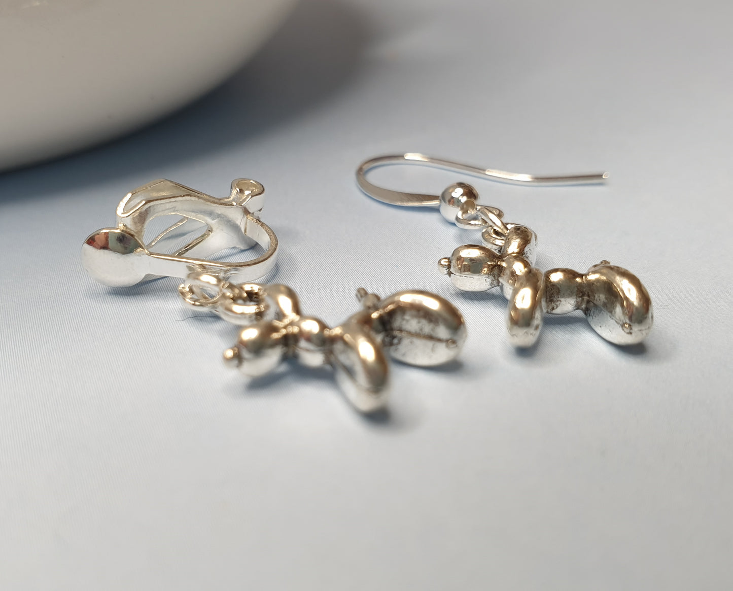 Balloon Animal Dog Earrings.  Nickel Free Wires or Clip Ons