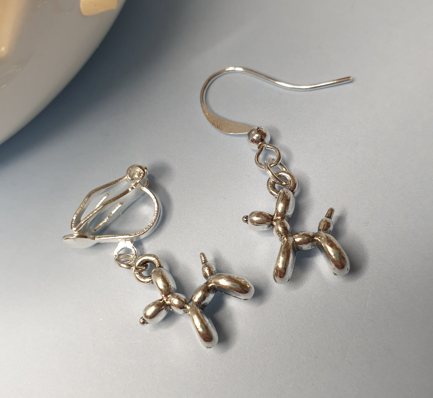 Balloon Animal Dog Earrings.  Nickel Free Wires or Clip Ons