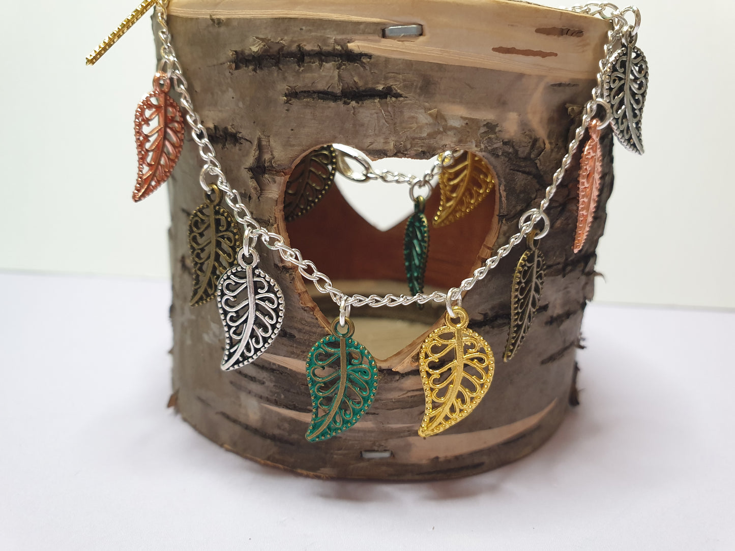 Multitone Leaf Charm Bracelet