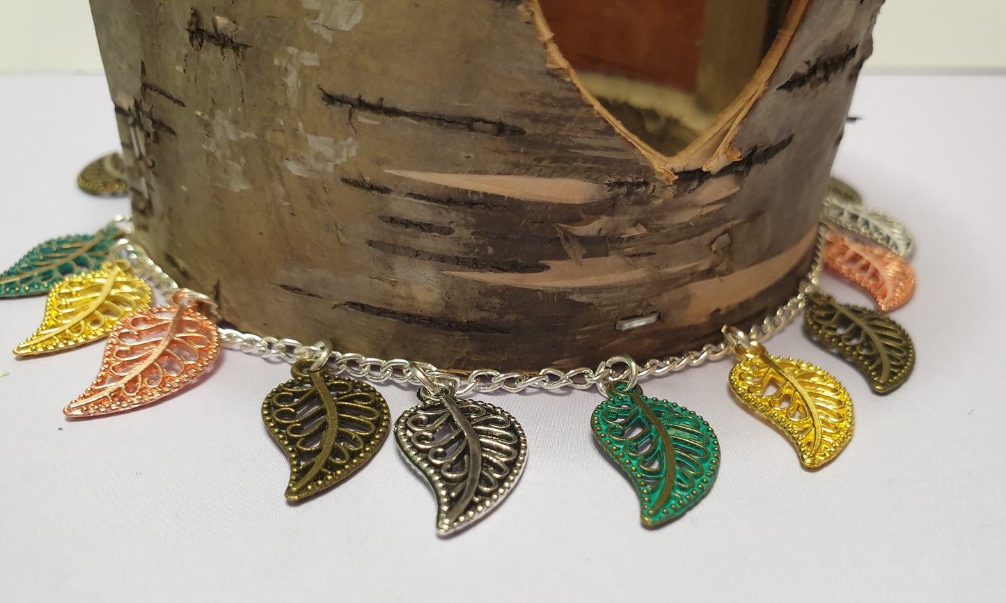 Multitone Leaf Charm Bracelet