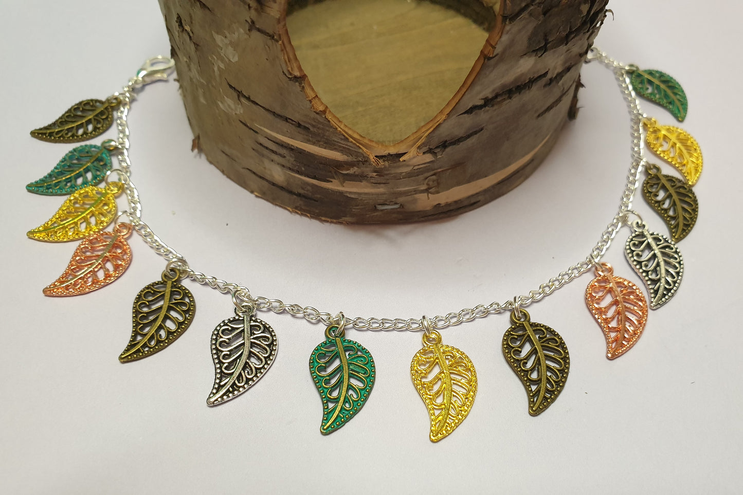 Multitone Leaf Charm Bracelet