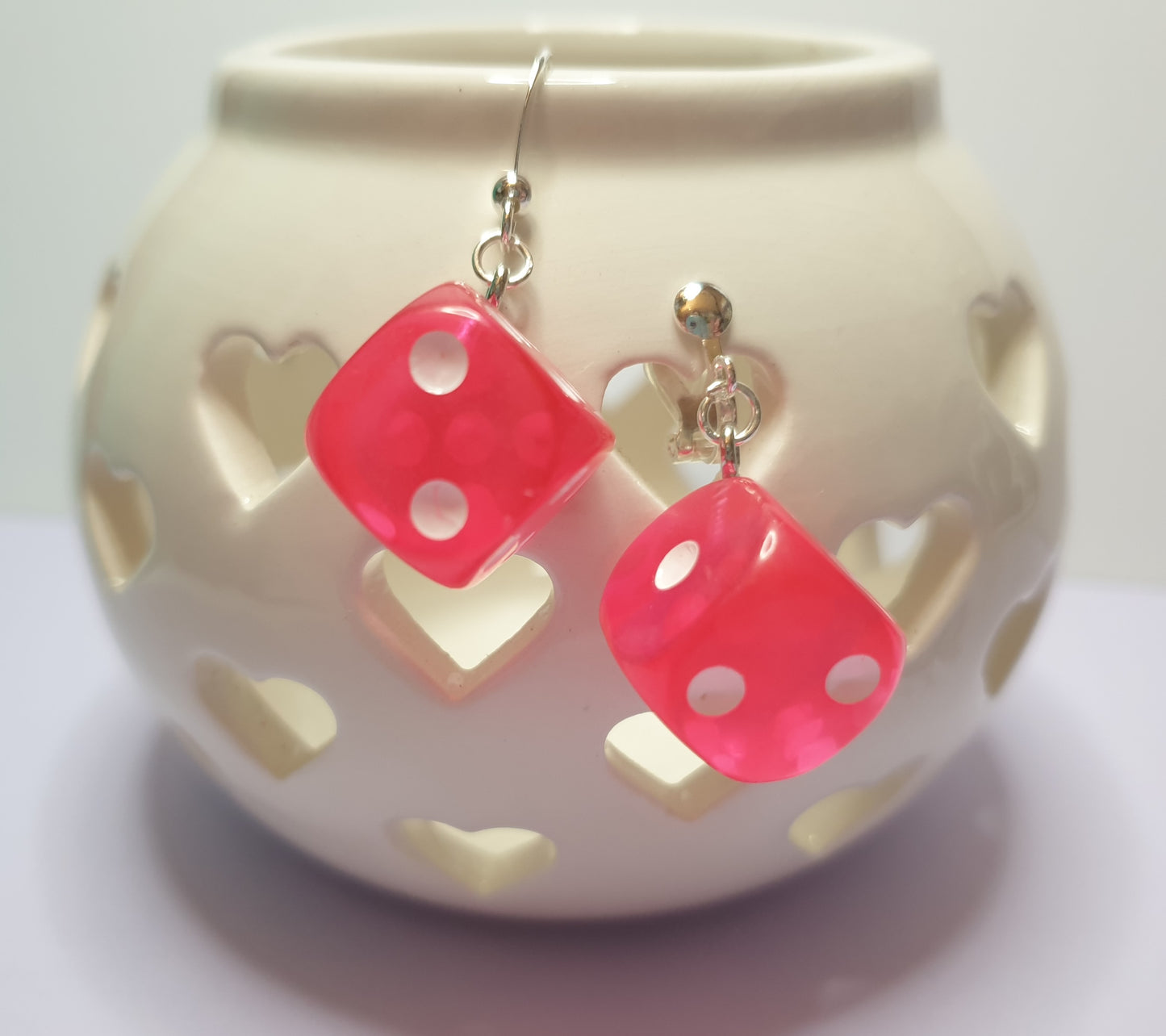 Quirky Dice Earrings. Statement Earrings with Nickel Free Wires or Clip On