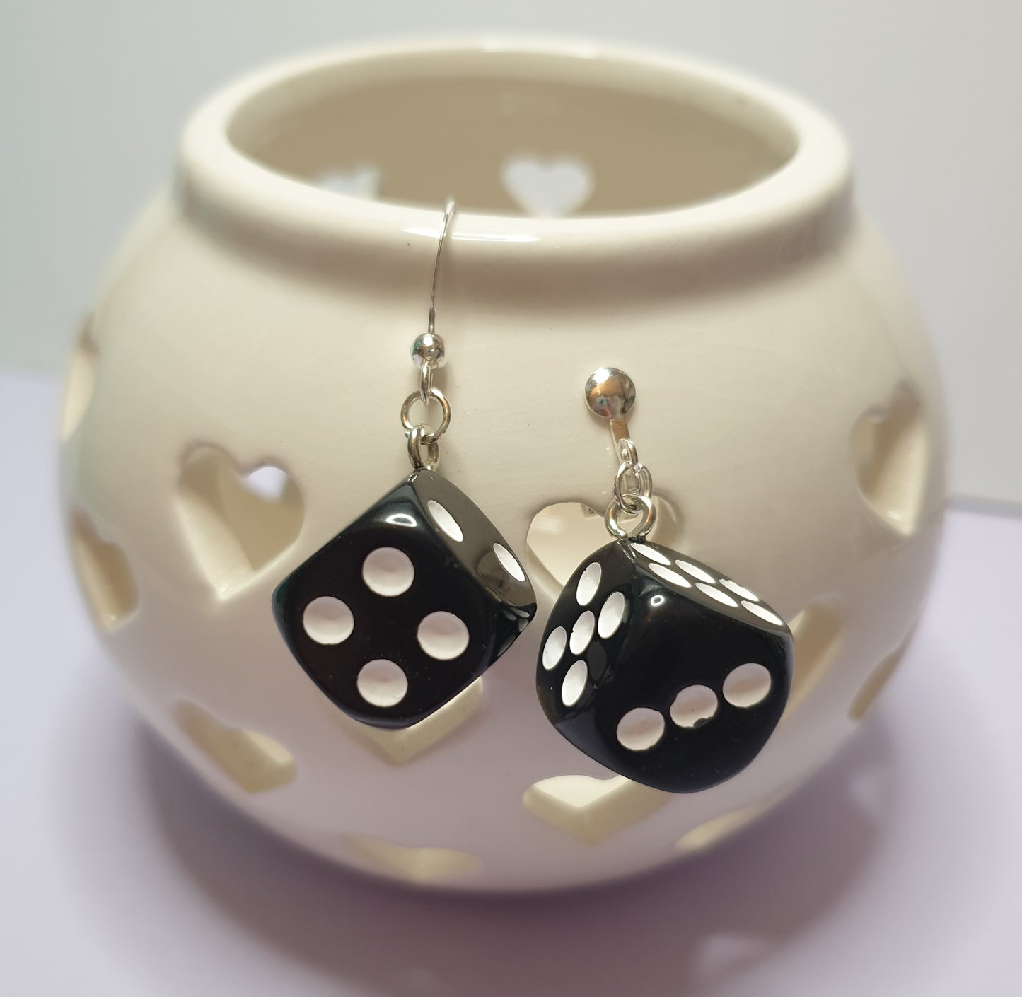 Quirky Dice Earrings. Statement Earrings with Nickel Free Wires or Clip On