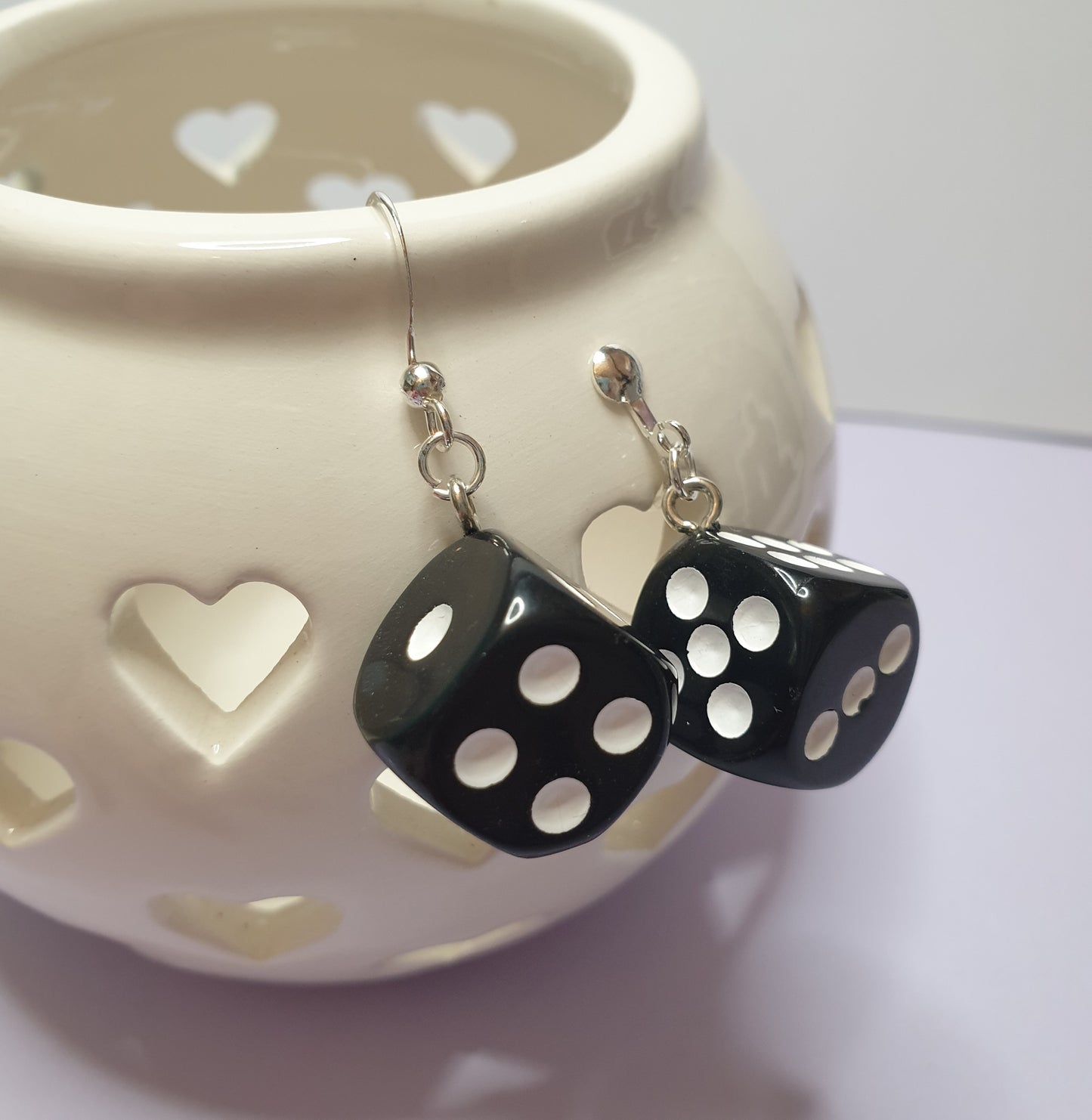 Quirky Dice Earrings. Statement Earrings with Nickel Free Wires or Clip On