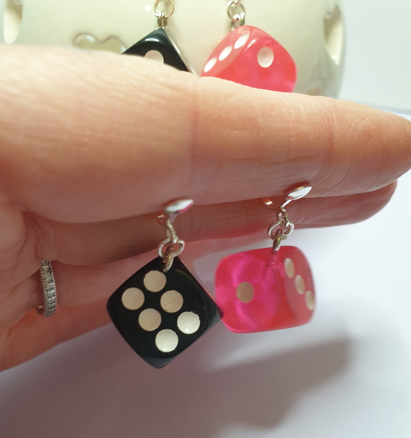 Quirky Dice Earrings. Statement Earrings with Nickel Free Wires or Clip On