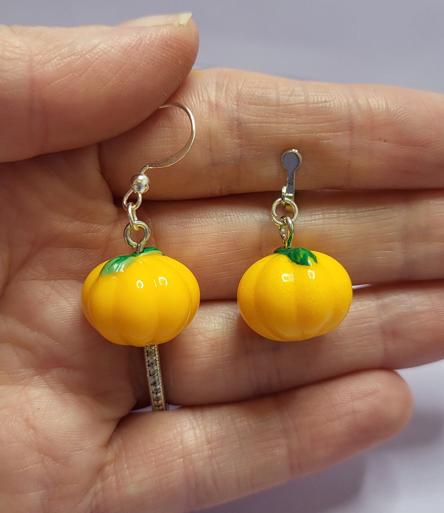 3D Pumpkin Earrings. Halloween Jewellery. Nickel Free Wires or Clip On.