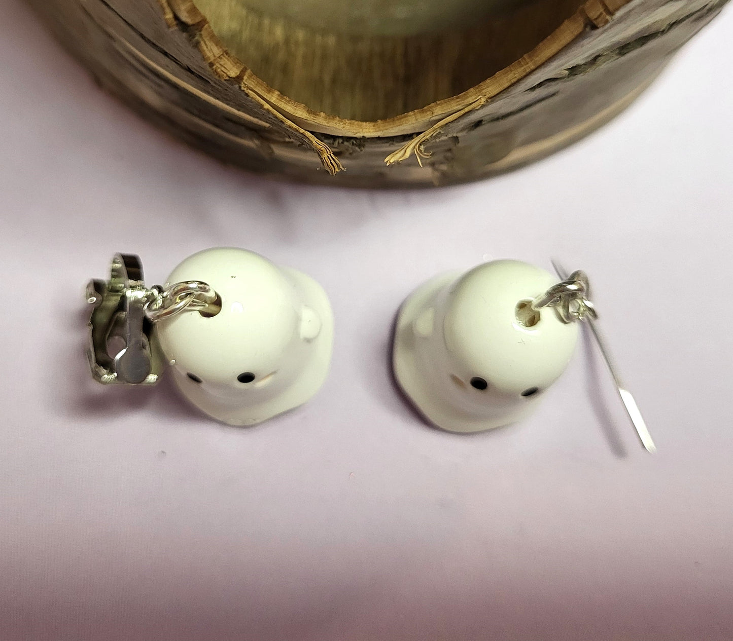 Cute 3D Ghost Earrings.  Halloween Earrings. Nickel Free Wires or Clip On