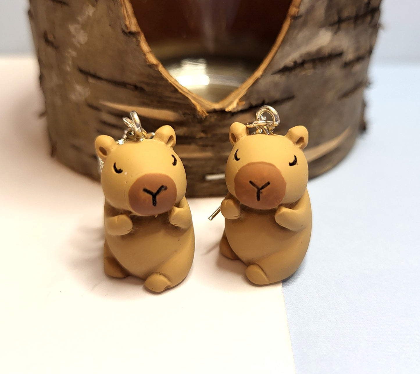 Adorable 3D Capybara Earrings. Animal Jewellery. Nickel Free Wires or Clip On