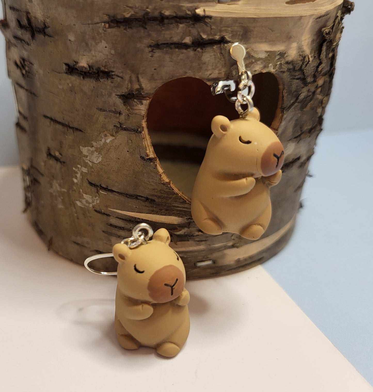 Adorable 3D Capybara Earrings. Animal Jewellery. Nickel Free Wires or Clip On