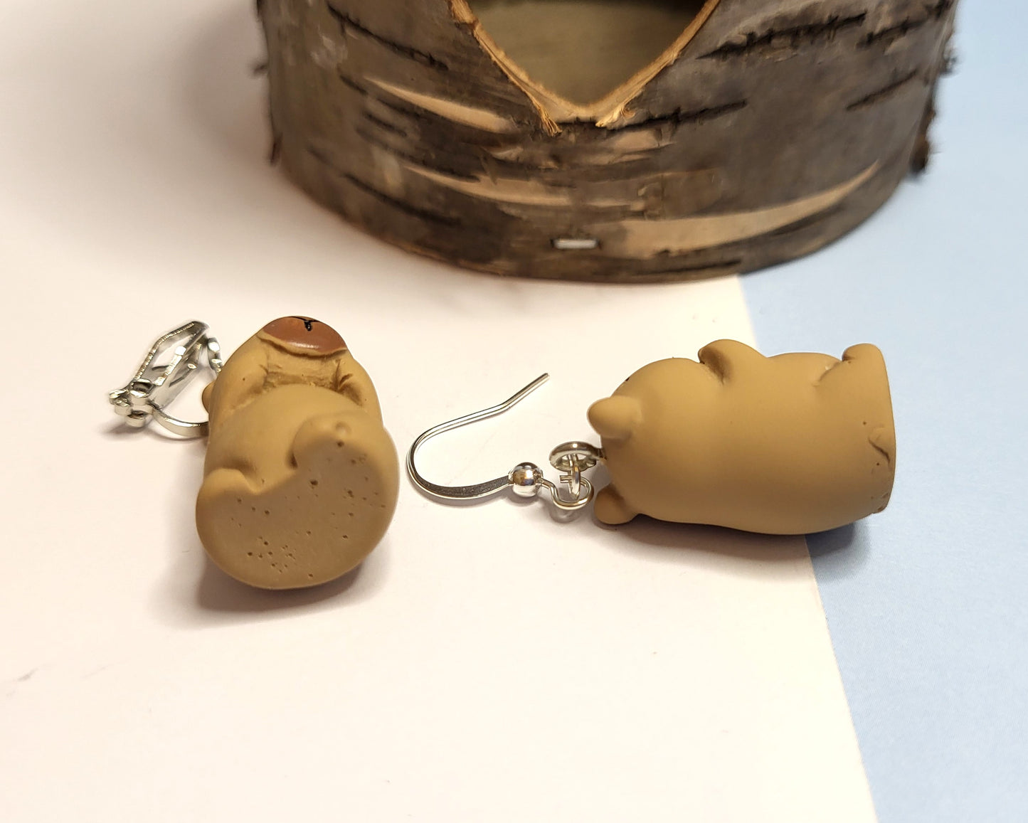 Adorable 3D Capybara Earrings. Animal Jewellery. Nickel Free Wires or Clip On