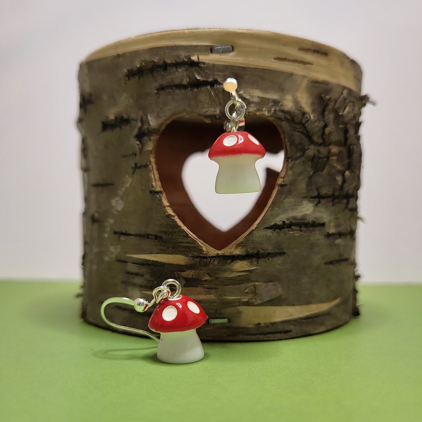 Cute Little Toadstool Earrings.  Autumn Mushroom Earrings. Nickel Free Wires or Clip On