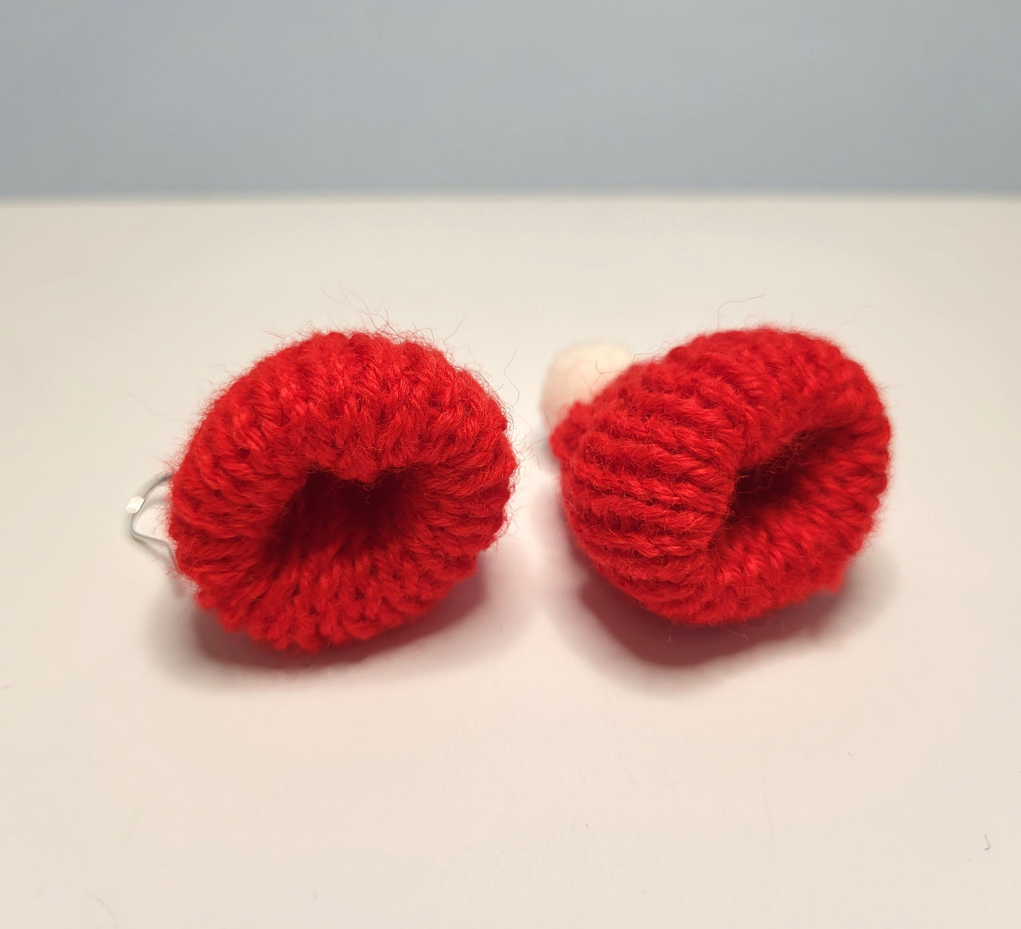 Knitted Bobble Hat Earrings. Santa Hat Earrings. Statement Christmas Jewellery. Nickel Free Wires or Clip On