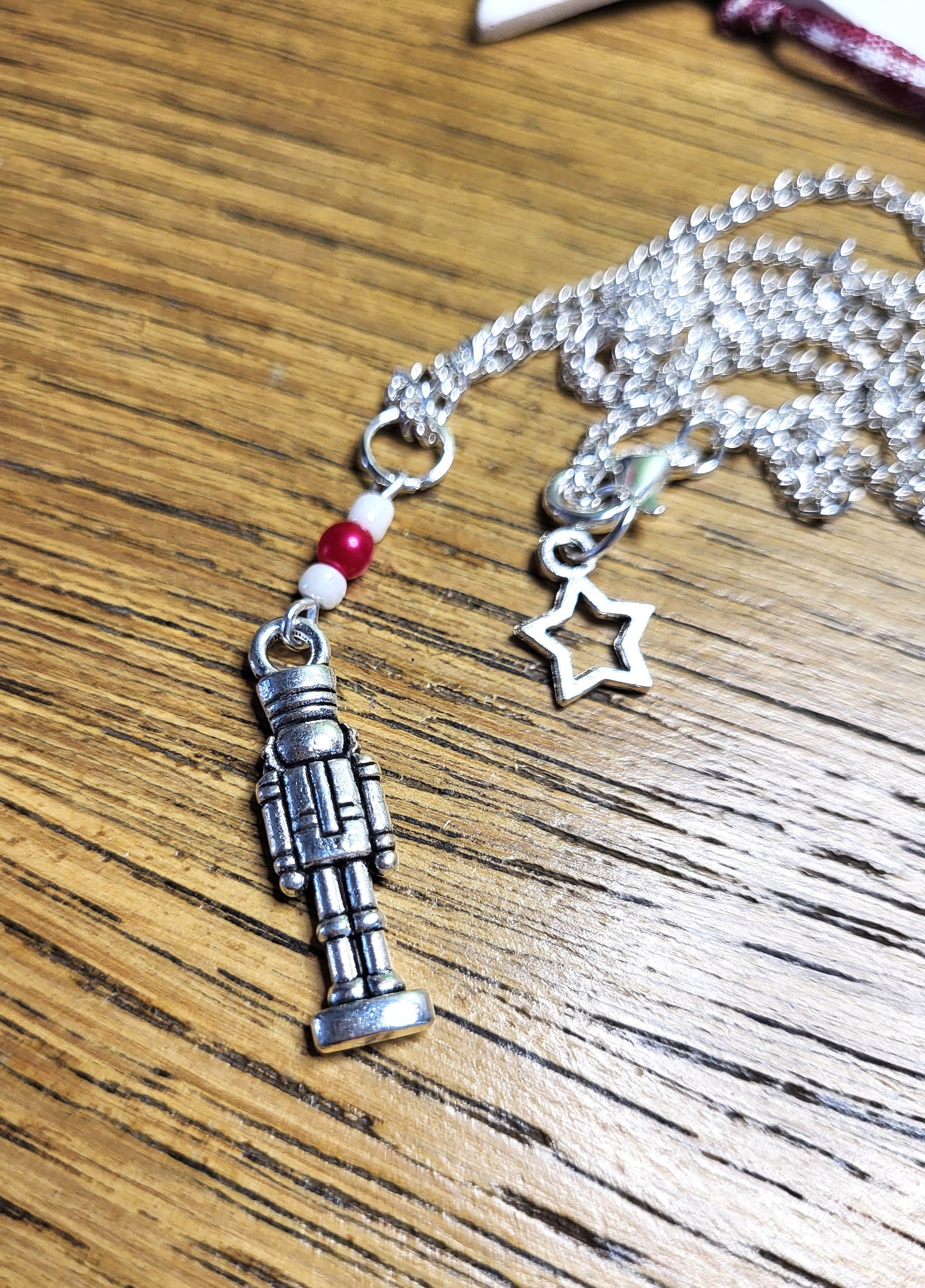 Silver Tone Nutcracker Christmas Necklace.  One of a Kind.