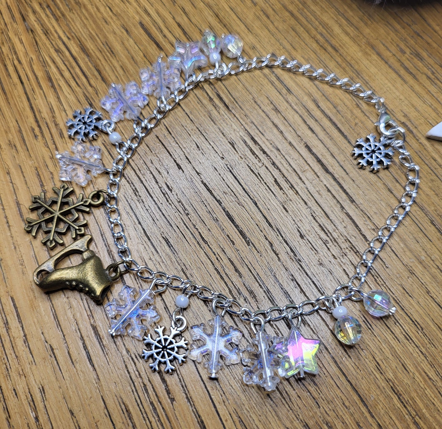 Snowflake Themed Charm Bracelet. Christmas Jewellery. One of a Kind