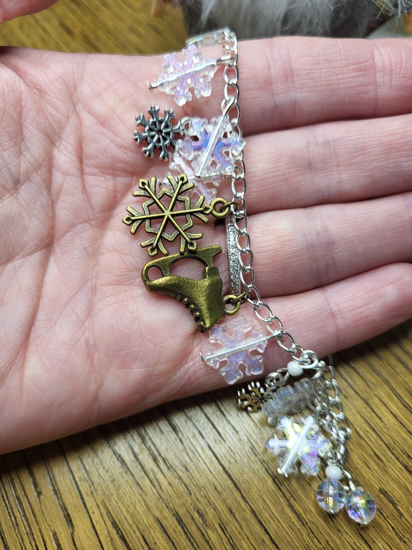 Snowflake Themed Charm Bracelet. Christmas Jewellery. One of a Kind