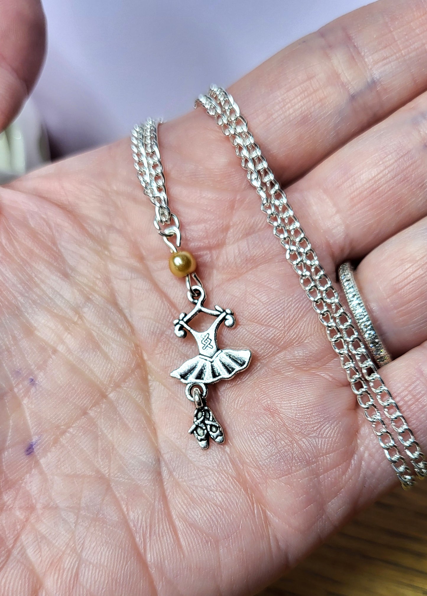 Ballerina Silver Tone Necklace. One of a Kind. Childrens Jewellery