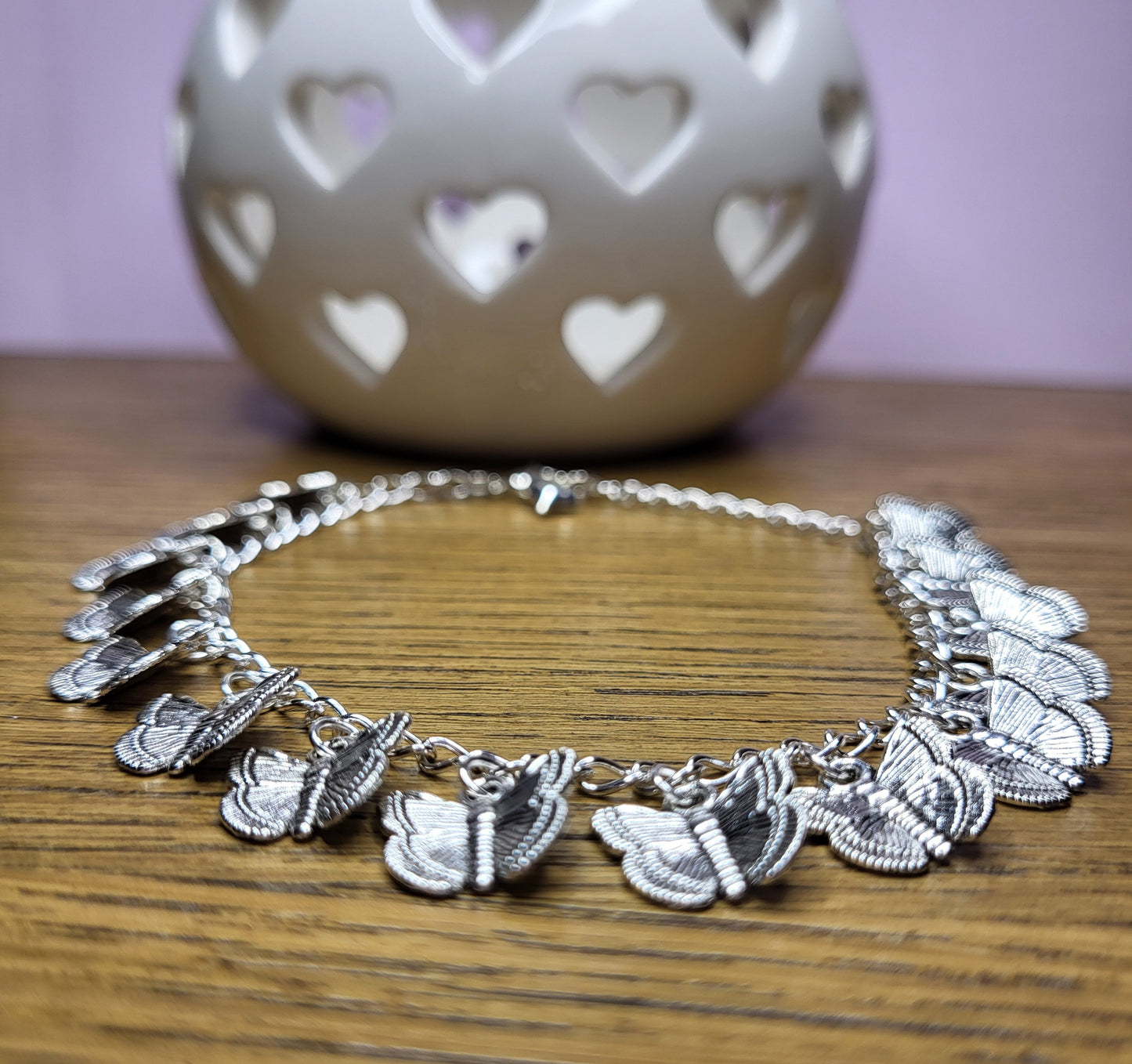 Butterfly Silver Tone Charm Bracelet. One of a Kind