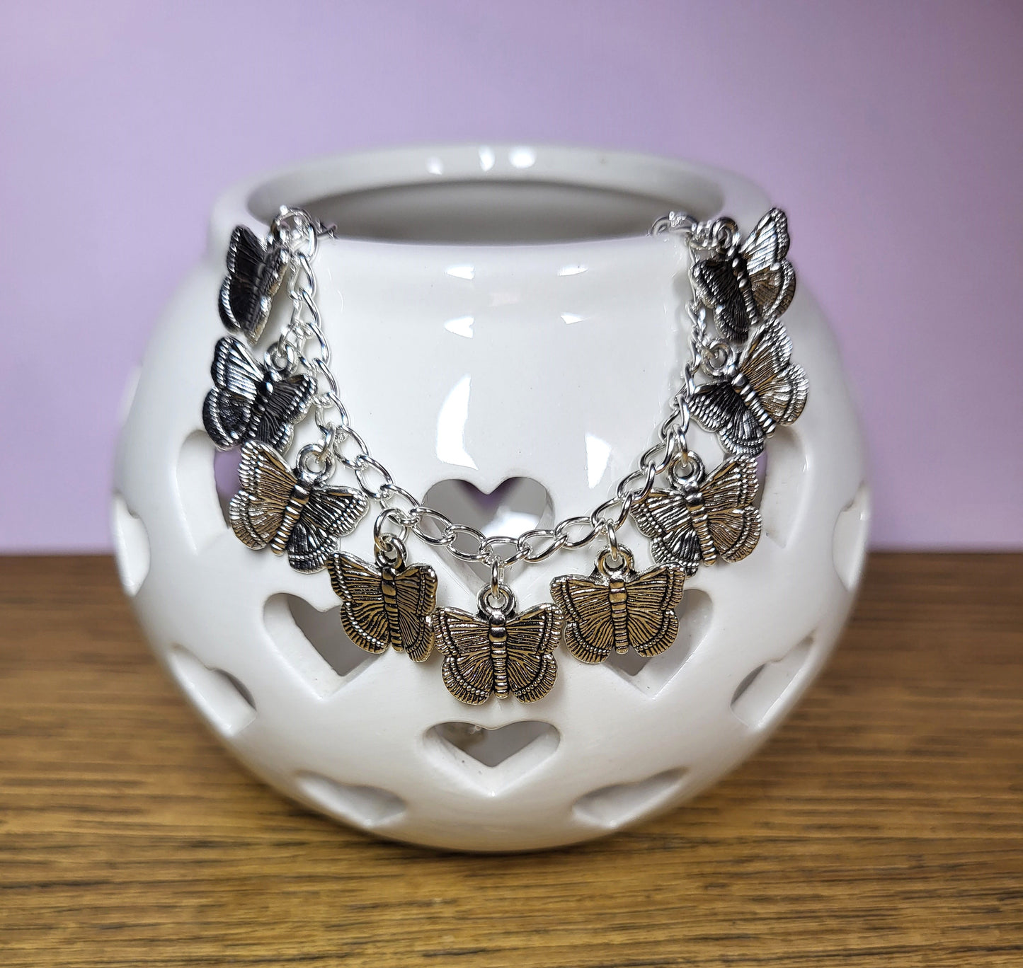 Butterfly Silver Tone Charm Bracelet. One of a Kind