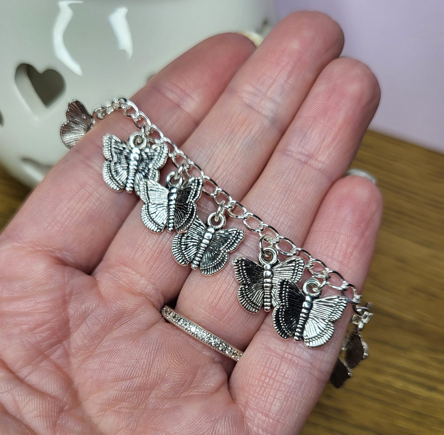 Butterfly Silver Tone Charm Bracelet. One of a Kind